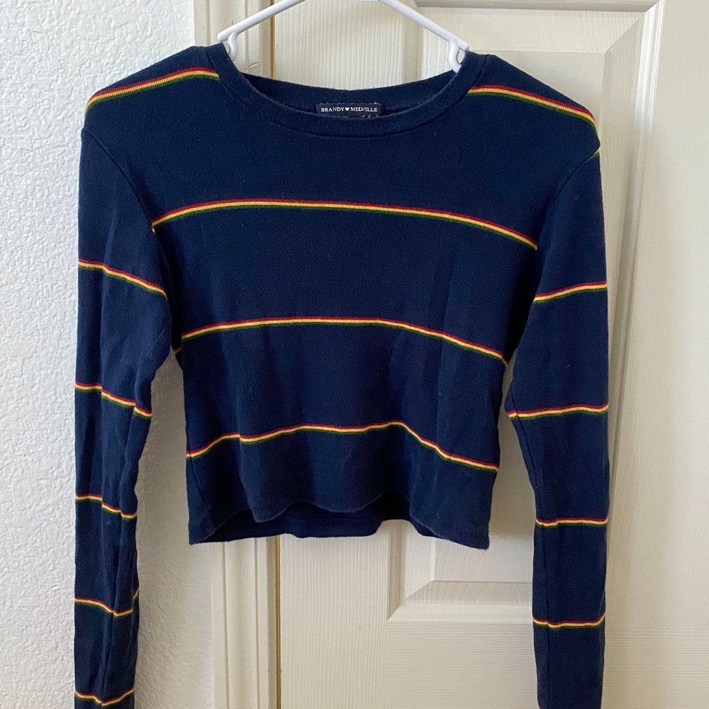 Brandy Melville Striped Long Sleeve Crop Top